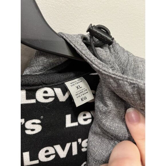 Levi Men's XL Hooded Water Resistant Softshell Bomber Jacket Dark Grey Zip Up - Picture 3 of 4